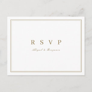 Elegant goudkleurig minimalistisch huwelijk RSVP Uitnodiging Briefkaart