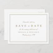 Elegant goudkleurig minimalistisch sparen de datum aankondigingskaart (Voorkant / Achterkant)