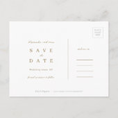 Elegant goudkleurig minimalistisch sparen de datum aankondigingskaart (Achterkant)