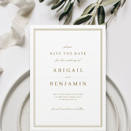 Elegant goudkleurig minimalistisch sparen de datum save the date