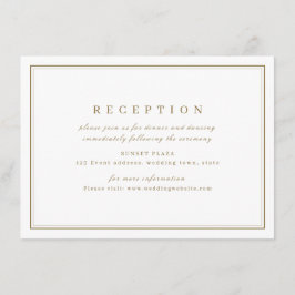 Elegant goudkleurige minimalistische trouwreceptie informatiekaartje