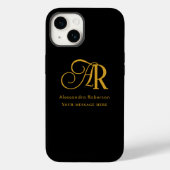 Elegant goudkleurmonogram en naam Case-Mate iPhone case (Achterkant)