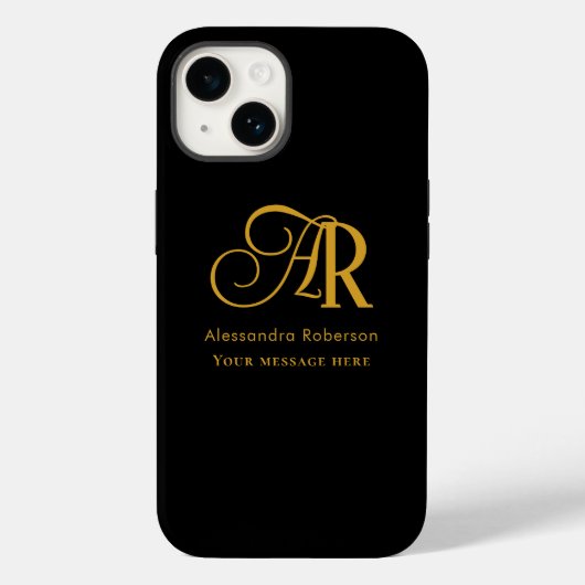 Elegant goudkleurmonogram en naam Case-Mate iPhone case (Achterkant)