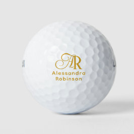 Elegant goudkleurmonogram en naam golfballen
