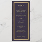 Elegant goudlijst donker paars modern huwelijk menu (Voorkant)