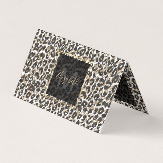 Elegant goudluipspatroon visitekaartje (Voorkant)