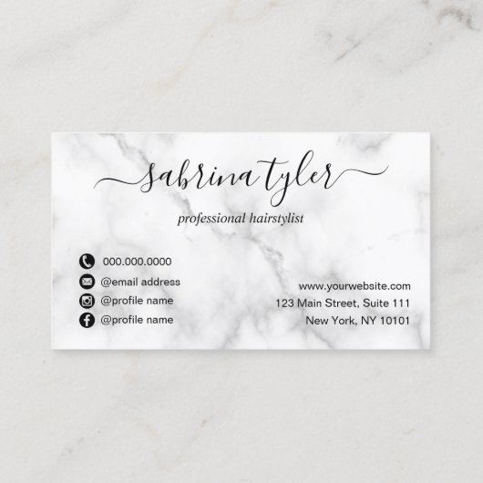 Elegant goudmarmer visitekaartje (Achterkant)