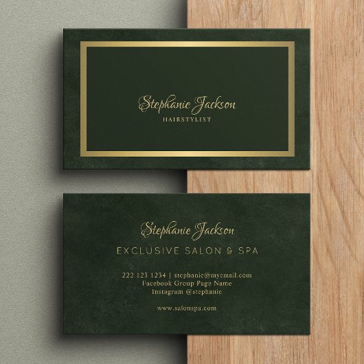 Elegant goudmetallisch donkerdonkergroen visitekaartje