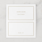 Elegant goudmonogram minimalistische bruiloft plaatskaartje (Buitenkant ongevouwen)