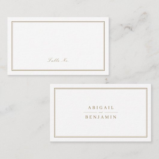 Elegant goudmonogram minimalistische bruiloft plaatskaartje (Voorkant / Achterkant)
