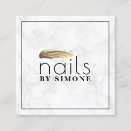 Elegant goudnagel poetsslag witte marmer vierkante visitekaartje