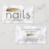 Elegant goudnagel poetsslag witte marmer visitekaartje (Voorkant / Achterkant)
