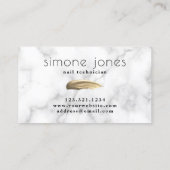 Elegant goudnagel poetsslag witte marmer visitekaartje (Achterkant)