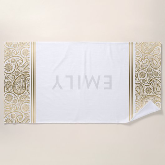 Elegant goudpaisley strandlaken (Voorkant)