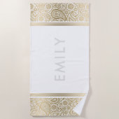 Elegant goudpaisley strandlaken (Voorkant)