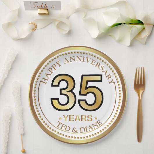 Elegant goudpapier Bord met bewerkbare tekst (Huwelijk)