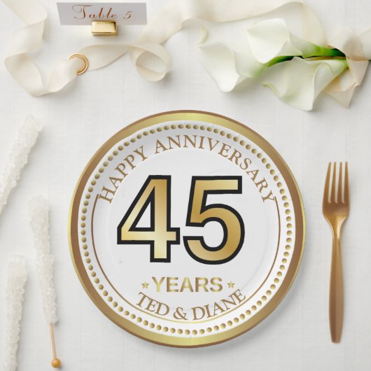 Elegant goudpapier Bord met bewerkbare tekst (Huwelijk)