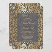 Elegant goudpatroon Moslim bruiloft Kaart (Voorkant / Achterkant)