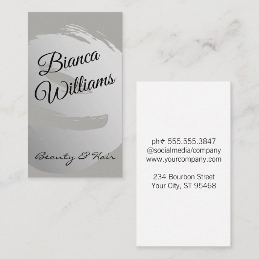 Elegant goudpenseel/grijs visitekaartje (Voorkant / Achterkant)