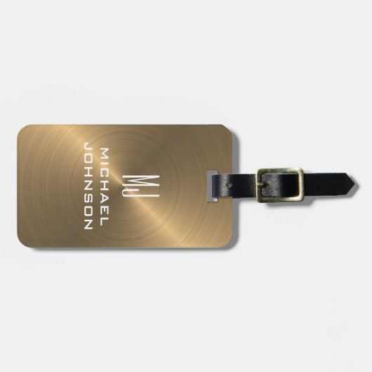 Elegant goudpenseel metallisch monogrammen Initiaa Bagagelabel (Voorkant horizontaal)
