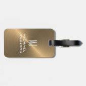Elegant goudpenseel metallisch monogrammen Initiaa Bagagelabel (Achterkant horizontaal)
