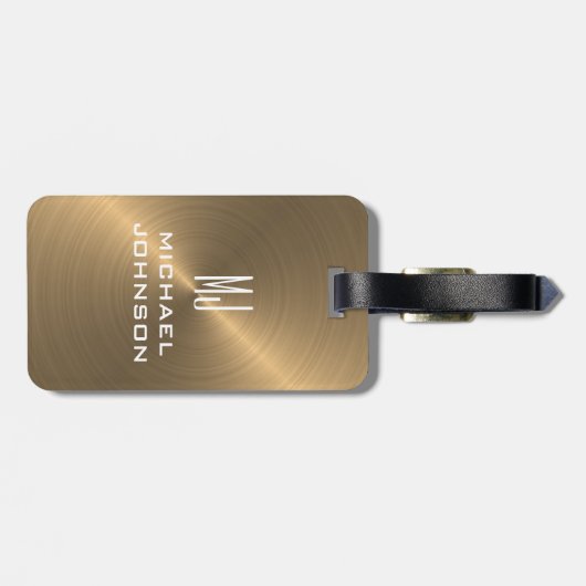 Elegant goudpenseel metallisch monogrammen Initiaa Bagagelabel (Achterkant horizontaal)
