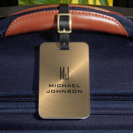 Elegant goudpenseel metallisch monogrammen Initiaa Bagagelabel (Voorkant Insitu 2)