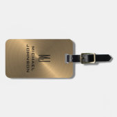 Elegant goudpenseel metallisch monogrammen Initiaa Bagagelabel (Voorkant horizontaal)