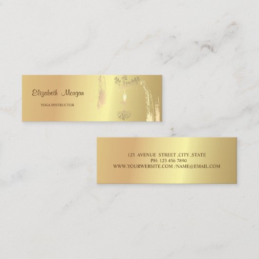 Elegant, goudpenseel, strookboom Vrouwen Silhouett Mini Visitekaartje (Voorkant / Achterkant)