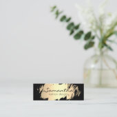 Elegant goudpenseel / zwart mini visitekaartje (Staand voorkant)