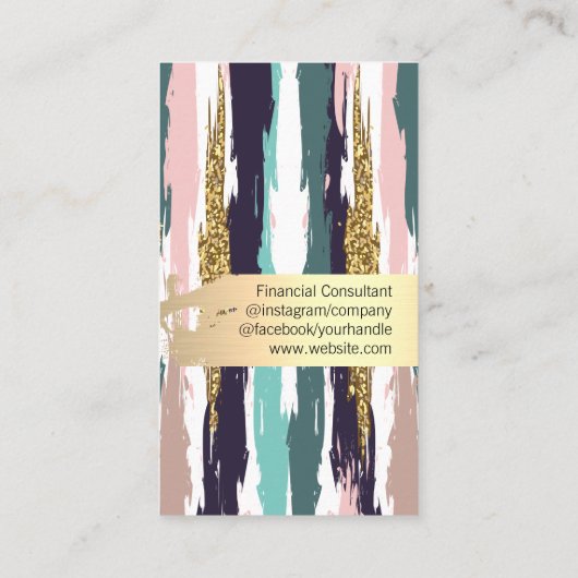 Elegant goudpenselen met kleurrijke penselen visitekaartje (Achterkant)