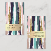 Elegant goudpenselen met kleurrijke penselen visitekaartje (Voorkant / Achterkant)