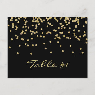 Elegant goudpolka-stippen confetti Tabelnummer Briefkaart