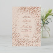 Elegant goudpolka-stippen. Ivory blush bruiloft Folie Uitnodiging (Staand Voorkant)