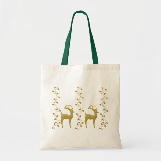 Elegant goudrendiertje kerstcadeautas voor kerstfe tote bag (Voorkant)