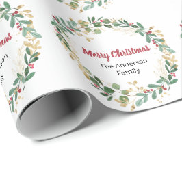 Elegant goudrood met kerstmis cadeaupapier