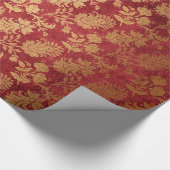 Elegant goudrood royal damask floral cadeaupapier (Hoek)