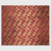 Elegant goudrood royal damask floral cadeaupapier (Vlak)