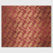 Elegant goudrood royal damask floral cadeaupapier (Vlak)