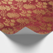 Elegant goudrood royal damask floral cadeaupapier (Hoek)