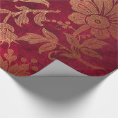 Elegant goudrood royal damask floral cadeaupapier (Hoek)