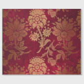 Elegant goudrood royal damask floral cadeaupapier (Vlak)