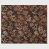 Elegant goudrood royal damask floral cadeaupapier (Vlak)