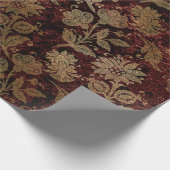 Elegant goudrood royal damask floral cadeaupapier (Hoek)