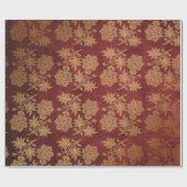 Elegant goudrood royal damask floral cadeaupapier (Vlak)