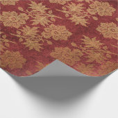 Elegant goudrood royal damask floral cadeaupapier (Hoek)