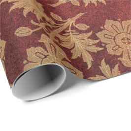 Elegant goudrood royal damask floral cadeaupapier