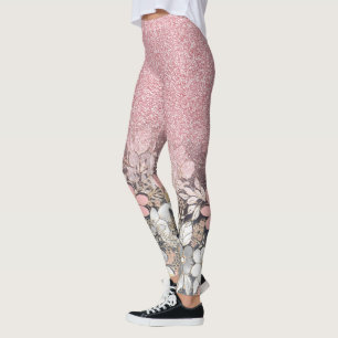 Elegant goudroze gradiënt Glitter Afbeelding Leggings