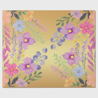 Elegant goudroze Paarse bloemeninpakpapier Cadeaupapier