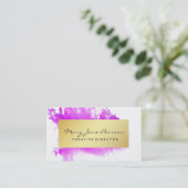 Elegant goudroze Waterverf penseelstreken Visitekaartje (Staand voorkant)